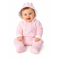 Zimní kombinézka s dvojitým zapínáním, s kapucí a oušky, sv. růžová, Baby Nellys