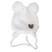 Zimní pletená čepice Teddy Bear na zavazování, bílá/smetanová, 68/80, (6-12m),Baby Nellys