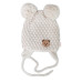 Zimní pletená čepice Teddy Bear na zavazování, ecru, 68/80, (6-12m), Baby Nellys