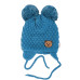 Zimní pletená čepice Teddy Bear na zavazování, modrá, 68/80, (6-12m)