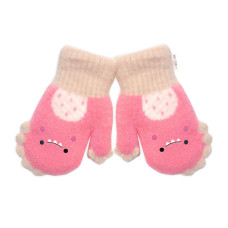 Zimní rukavičky s kožíškem Dino, Baby Nellys, růžové, 104/110