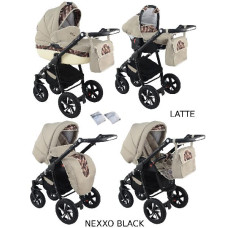 Kombinovaný kočárek KRASNAL NEXXO black latté+hnědé vzory