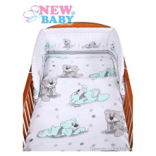 2-dílné ložní povlečení New Baby 90/120 cm  medvídek snílek šedý s mátovým