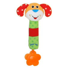 Dětská pískací plyšová hračka s chrastítkem Baby Mix pejsek