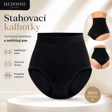 Stahovací bezešvé kalhotky s vysokým pasem – zeštíhlí bříško a krásně vytvarují zadeček MEDOOSI černá 