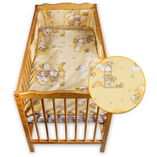 3- dílná souprava do postýlky  P-BABY 120/90cm s rovným mantinelem  MEDVÍDEK NA OBLÁČKU - béžová Baby tex - ČESKÁ VÝROBA  !!!