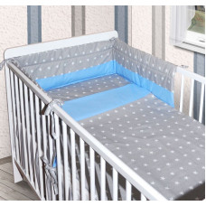 3-dílný set P-BABY 120/90cm s rovným mantinelem - šedá + modrá hvězdičky  Baby tex - česká výroba !!!