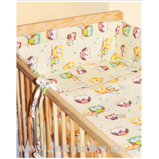 3- dílná souprava do postýlky  P-BABY 120/90cm s rovným mantinelem  malé sovičky béžové