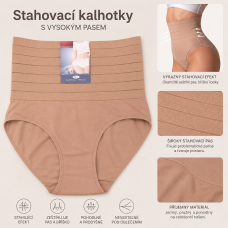Spodní bavlněné kalhotky s našitým stahovacím pasem - tělová