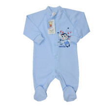 Kojenecký overal český nápis modrý brouček  016 AUTEX BABY - ČESKÁ VÝROBA