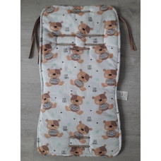 Oboustranná vložka do kočárku Deluxe bavlna+minky medvídci DUETBABY béžová