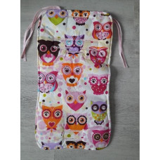 Oboustranná vložka do kočárku Deluxe bavlna+minky sovičky DUETBABY růžová