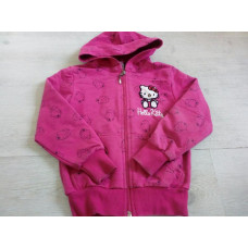 Dívčí použitá mikina klokanka s kapucí a potiskem Hello Kitty fuchsia vel.98/104