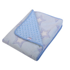 Dětská luxusní oboustranná  deka do kočárku s potiskem wellsoft+ minky kód 826  modrá