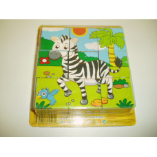 Dřevěné obrázkové kostky - kubus  9 kusů kostek ZEBRA 