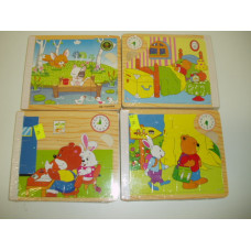 kniha puzzle dřevěné  6 stran puzzlí  ZVÍŘÁTKA V AKCI