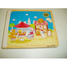 kniha puzzle dřevěné  6 stran puzzlí  ZVÍŘÁTKA V AKCI