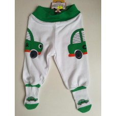Kojenecké polodupačky tepláčky s ponožkami- kolekce auto  BABY COOL bílo-zelené 
