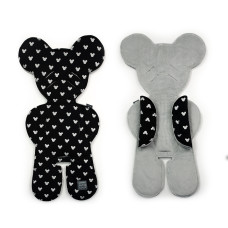 Luxusní Oboustranná vložka do kočárku s ochrannými návleky na pásy Black Miki  Floo For baby šedá