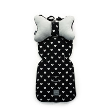Luxusní Oboustranná vložka do kočárku s ochrannými návleky na pásy Black Miki  Floo For baby  černo-šedá