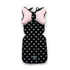 Luxusní Oboustranná vložka do kočárku s ochrannými návleky na pásy Black Miki  Floo For baby  černo-růžová