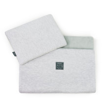 Luxusní oboustranná souprava do kočárku  bavlna + plyš  MANUFAKTURA FLOO FOR BABY šedá + šedý plyš 