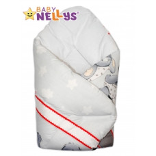 Novorozenecká zavinovačka - Baby Nellys ® Mimi Bear  šedo-červená