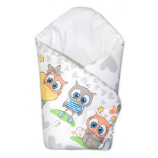 Baby Nellys Novorozenecká zavinovačka Cute Owls - šedá