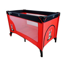 Cestovní postýlka ADAM +  skládací matrace + přenosná  taška+  boční vstup na zip COSING red