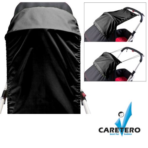 Posuvná sluneční clona na kočárek CARETERO black
