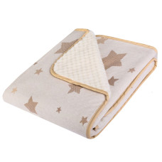  Dětská luxusní oboustranná deka minky  + soft  DUETBABY kolekce hvězdy   kód 684  béžová