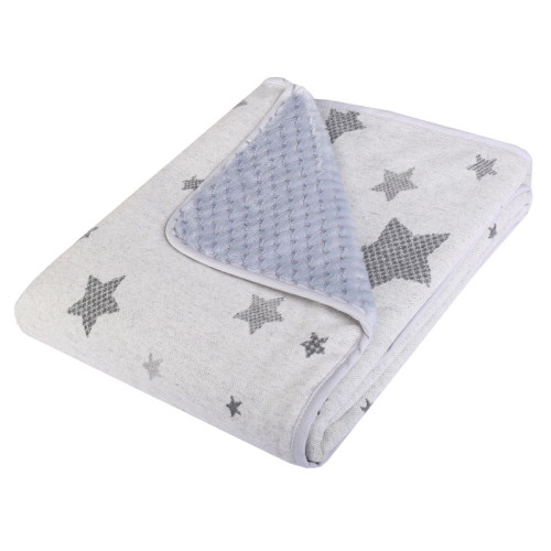  Dětská luxusní oboustranná deka minky  + soft  DUETBABY kolekce hvězdy   kód 684  šedá