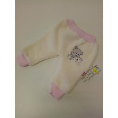 Kojenecké welsoftové tepláčky Puan Baby - krémová + růžová Kojenecké welsoftové tepláčky Puan Baby - krémová + růžová