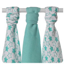 Kikko Bambusové pleny XKKO BMB - Little Stars Turquoise  MIX 3ks