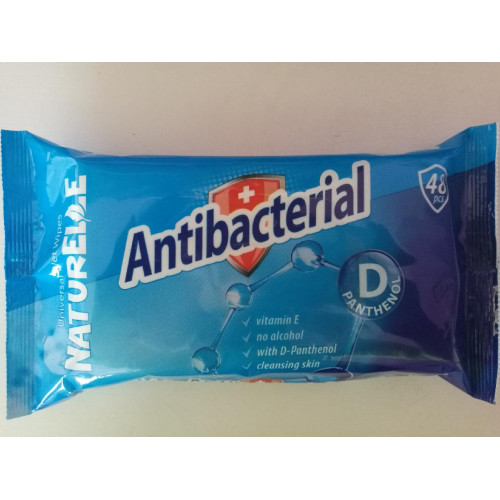Antibakteriální vlhčené ubrousky s vitamínem E a D - PANTHENOLEM Naturelle ANTIBACTERIAL 48ks Antibakteriální vlhčené ubrousky s vitamínem E a D - PANTHENOLEM Naturelle ANTIBACTERIAL 48ks