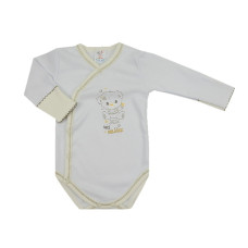 Celopropínací body s ohrnovacím rukávkem  M-33 český nápis  MILÁČEK  017 AUTEX BABY ČESKÁ VÝROBA  bílo-žlutá