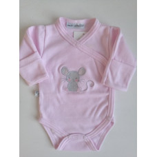 Bavlněné  celopropínací body s výšivkou myšky   BABY SERVICE - ČESKÁ VÝROBA !!!!   růžová