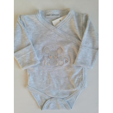Bavlněné  celopropínací body s výšivkou BABY SERVICE - ČESKÁ VÝROBA !!!!   šedá