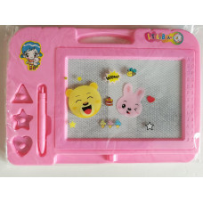 Magnetická kresící tabulka včetně tužky  a 3 kusů razítek  30 x 22 cm růžová