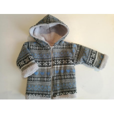 Kojenecký kabátek Baby Service Etnik jaro/podzim - bavlněná podšívka  kapucka  šedo-modrá