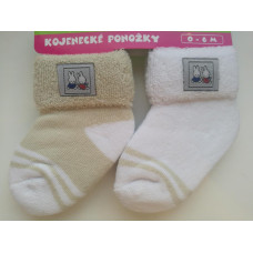 Kojenecké froté ponožky Pidilidi - KVALITNÍ ČESKÁ VÝROBA !!! 2 ks v balení béžové + bílé