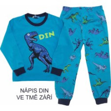  Dětské bavlněné pyžamo svítící ve tmě DINOSAURUS  KUGO  středně modrá