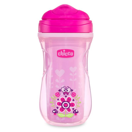 HRNEČEK CHICCO AKTIVNÍ TERMO S HUBIČKOU 266 ML, RŮŽOVÉ   květy  14M+