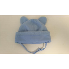 Teploučká čepička na zavazování s oušky a bavlněným lemem -  fleece   AUTEX BABY - KVALITNÍ ČESKÁ VÝROBA !!!  Modrá