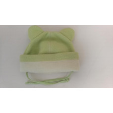 Teploučká čepička na zavazování s oušky a bavlněným lemem -  fleece   AUTEX BABY - KVALITNÍ ČESKÁ VÝROBA !!!  Zelená