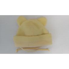 Teploučká čepička na zavazování s oušky a bavlněným lemem -  fleece   AUTEX BABY - KVALITNÍ ČESKÁ VÝROBA !!!  Žlutá