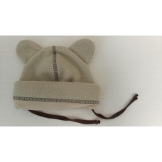 Teploučká čepička na zavazování s oušky a bavlněným lemem -  fleece   AUTEX BABY - KVALITNÍ ČESKÁ VÝROBA !!!  Béžová