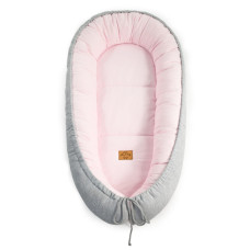 Luxusní oboustranné hnízdečko pro miminko jersey   FLOO FOR BABY  šedo - růžová