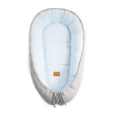 Luxusní oboustranné hnízdečko pro miminko jersey   FLOO FOR BABY  šedo - sv. modrá