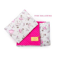 Luxusní oboustranná souprava do kočárku  bavlna + minky   MANUFAKTURA FLOO FOR BABY  BALERINA šedo - růžová